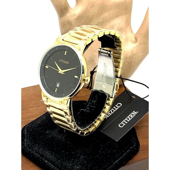 Citizen Men's Watch BI5012-53E Quartz Gold Tone Stainless Steel Black Dial 40mm - Picture 2 of 13